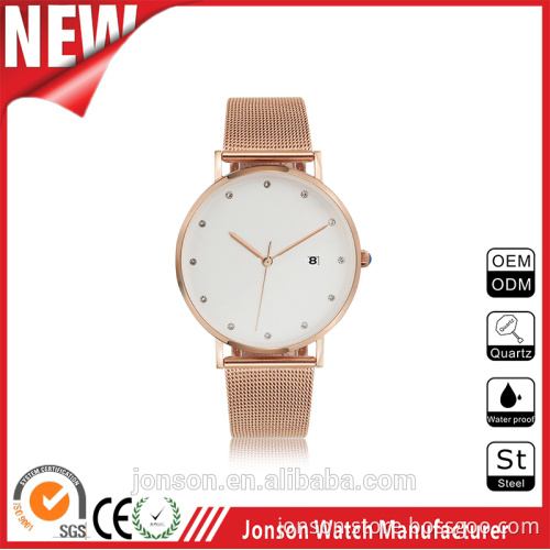 Custom design stainless steel western wrist watch with diamond watch face